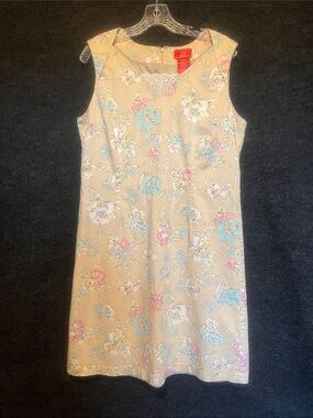 Oscar de la Renta Sleeveless Cream Floral Mini Dress with Pastel Blooms